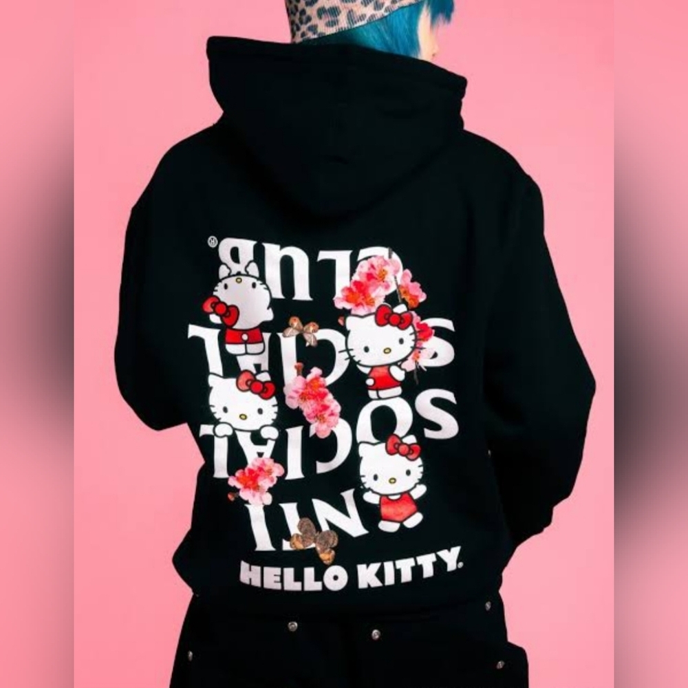 🌷Limited Edition Anti Social Social Club Black x Hello Kitty Hoodie🌷NWOT s:M